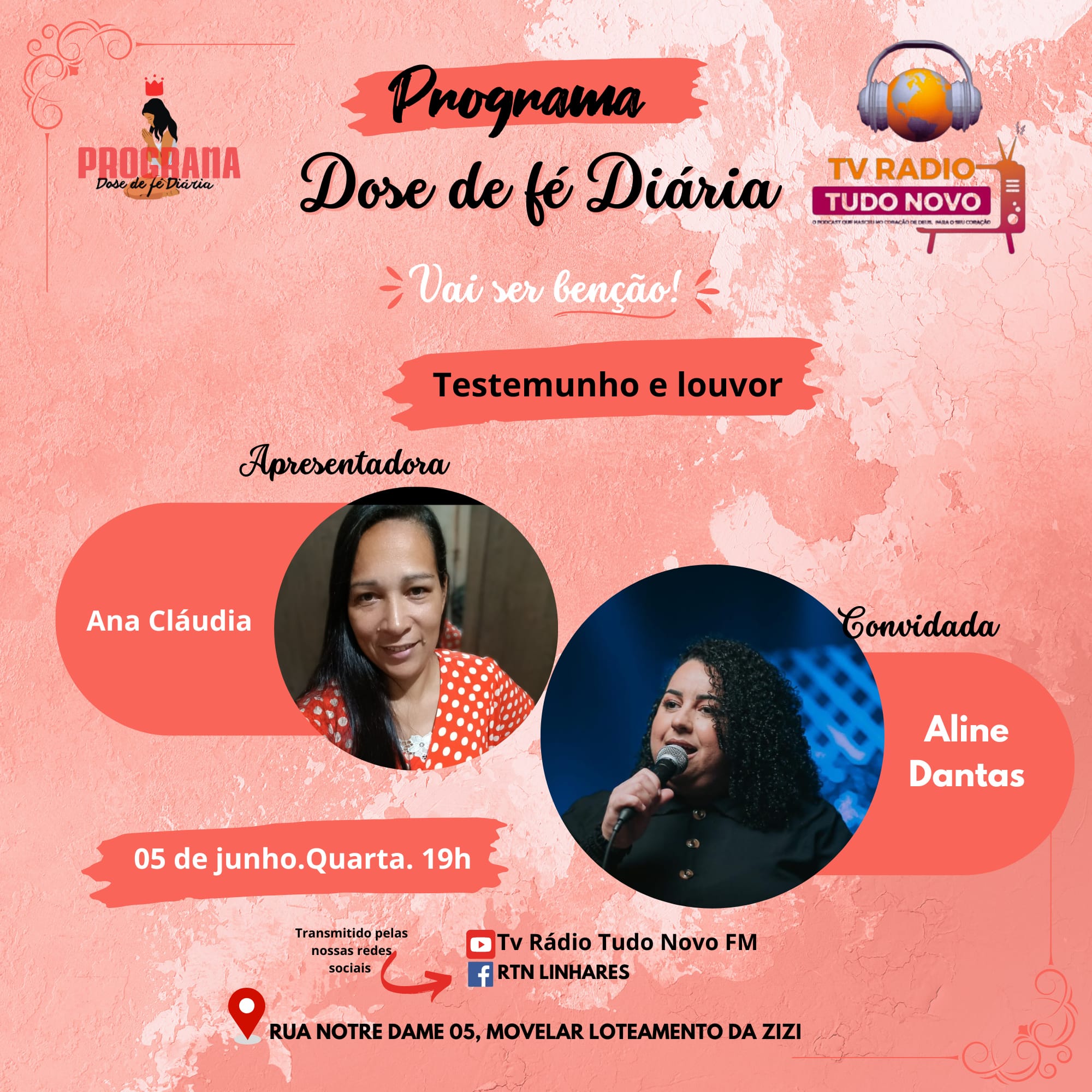 PROGRAMA DOS E DE FÉ DIÁRIA COM A CONVIDADA ALINE DANTAS